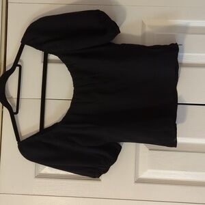 Modcloth Black Puff Sleeve Blouse